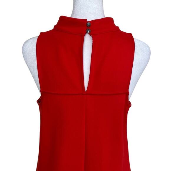 Anthropologie Maeve Alissa Swing Dress Red Drop Waist Mock Neck Flounce Sz S - Picture 7 of 16